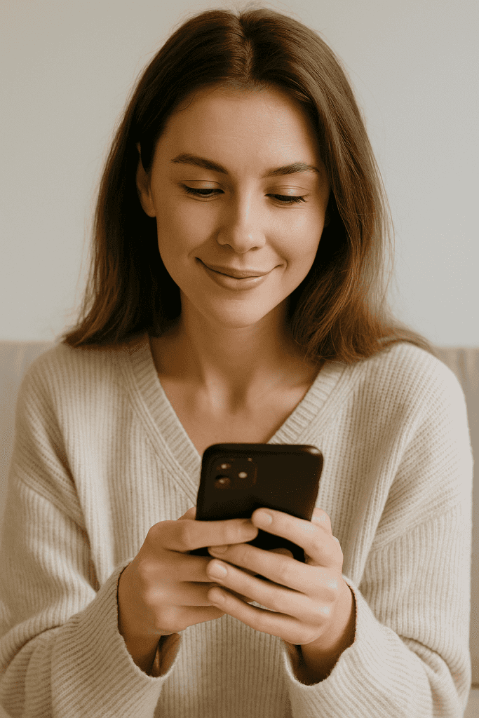 Mulher olhando para o celular